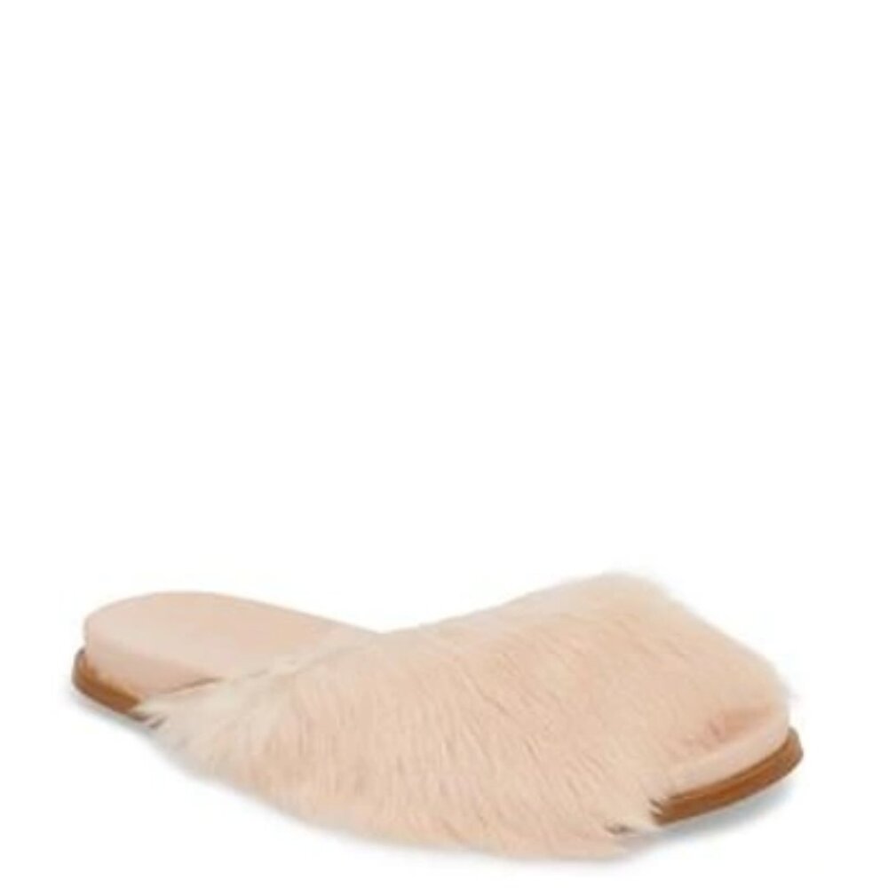 1.STATE Onora Blush PINK Rabbit Fur Slippers